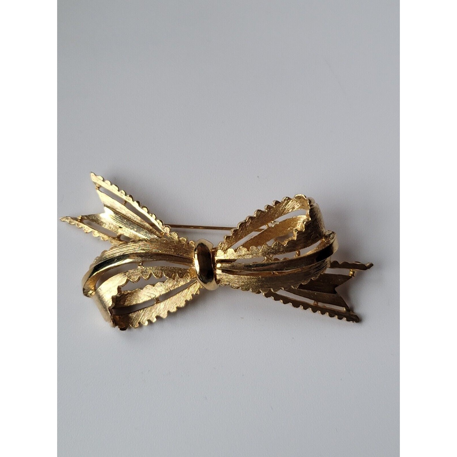 Estate Vintage Signed Pell Gold Bow Brooch Pin Large 3 Inch Brooch Lapel Pin